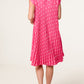 Genna PolkaDot Pleated Dress in Fuchsia Pink