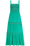 Roxy Shirred Midi Sundress Green Rainbow