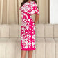 Joycelyn Pink and White Midi Dress