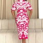 Joycelyn Pink and White Midi Dress