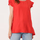 Laura Button Back Top Red