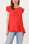 Laura Button Back Top Red