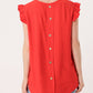 Laura Button Back Top Red