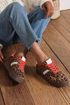 Chloe Side Stripe Lace Up Trainers Leopard Print and Orange
