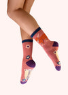 Highland Cow Ankle Socks Pink By Powder
