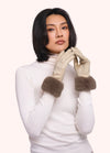 Bettina Faux Suede Fur Gloves in Cream by Powder