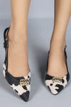 Andrea Cow Print Slingback Heel Shoe