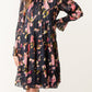 Debbie Black Floral Chiffon Smock Dress