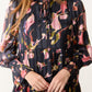Debbie Black Floral Chiffon Smock Dress