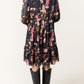 Debbie Black Floral Chiffon Smock Dress