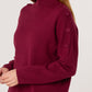 Mary Button Shoulder High Neck Jumper Burgundy