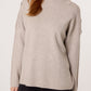 Mary High Button Shoulder High Neck Jumper Stone