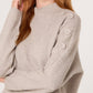 Mary High Button Shoulder High Neck Jumper Stone
