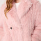 Rachel Faux Fur Double Breasted Coat Pink