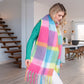Emily Pink & Blue Check Blanket Scarf