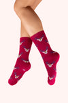 Powder Fuzzy Socks Mini Stag Fuschia