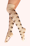 Powder Long Boot Socks Mini Hedgehog Beige