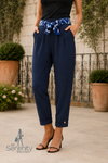 Belle Trousers with Scarf Belt Navy