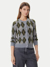 Sage Argyle Cardigan