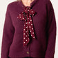 Emily Cardigan with PolkaDot Scarf Burgundy