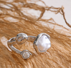 Abstract Pearl CZ Ring Silver