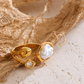 Abstract Pearl Cz Ring Gold