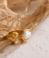 Abstract Pearl Cz Ring Gold