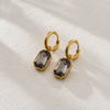 Crystal Pendant Hoops Grey