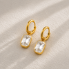 Crystal Pendant Gold Hoops Diamond