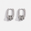 Oval Hoops with Sparkle Rings Silver