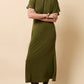 Maeva Khaki Button Midaxi Dress