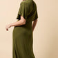 Maeva Khaki Button Midaxi Dress