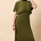 Maeva Khaki Button Midaxi Dress