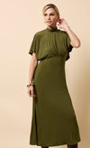 Maeva Khaki Button Midaxi Dress