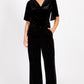 Black Velvet and Diamanté Trousers by Vogue Williams