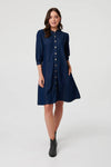 Collarless Denim Dress