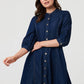 Collarless Denim Dress
