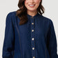 Collarless Denim Dress