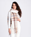 Hazel Beige and Cream Plaid Winter Scarf