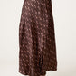 Tina Polka Dot Satin Midi Skirt Brown