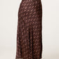 Tina Polka Dot Satin Midi Skirt Brown
