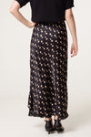 Tina Polka Dot Satin Slip Skirt Black