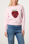 Karis Strawberry Embellished Jumper Pink