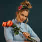 Embroidered Painted Peony Headband - Powder