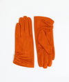 Laura Orange Faux Suede Gloves with Ruched Cuffs