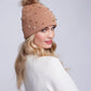 Lovato Beige Pearl Embellished Knitted Beanie Hat