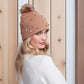 Lovato Beige Pearl Embellished Knitted Beanie Hat