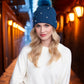 Lovato Teal Pearl Embellished Knitted Beanie Hat