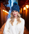 Lovato Teal Pearl Embellished Knitted Beanie Hat