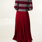 Freya Striped Jumper Satin Skirt Dress Burgundy